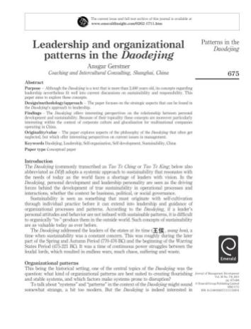 2011 Leadership and Organizational Patterns in the Daodejing